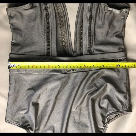 TED BAKER LONDON Pointelle Deep V SwimsuitOne Piece Khaki US 8